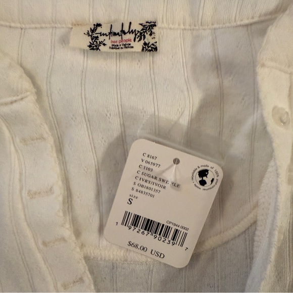 Free People Coffee Chat Pointelle Lounge Top New - Picture 4 of 5